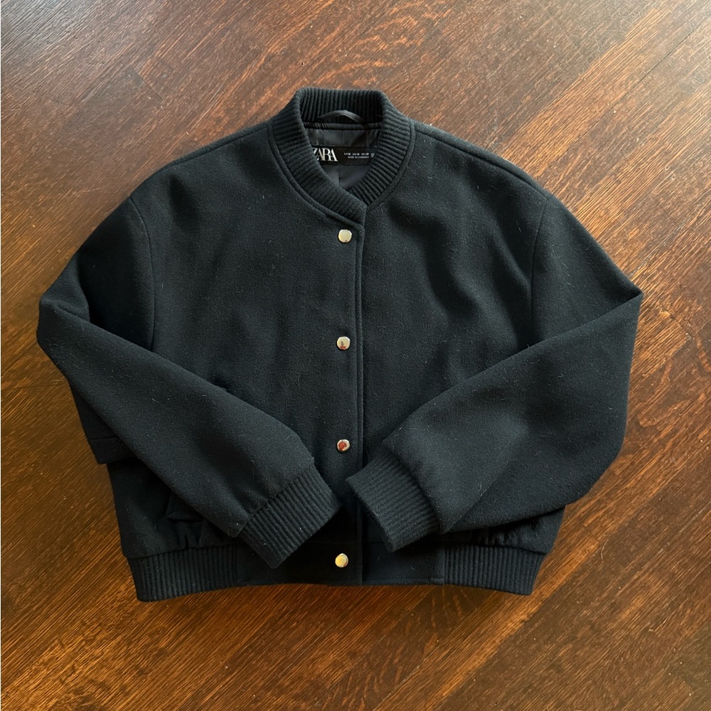 Zara Classic Black Bomber Jacket